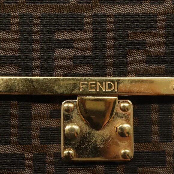 FENDI Zucca Canvas Shoulder Bag Black Brown Auth 129768 - Picture 10 of 16